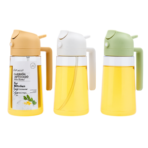 Flat <b>Glass</b> Oil <b>Bottle</b> 300ml With <b>Pump</b> Sprayer For Kitchen Seasoning And Sugar Use - Product Image 2