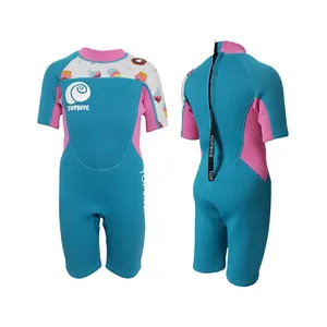 厂家批发儿童冲浪套装身体女孩2.5毫米氯丁橡胶短袖腿防紫外线保暖沙滩装游泳潜水潜水服