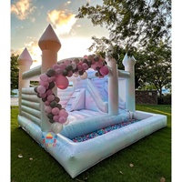 Castillo Inflable con Tobogán para Bodas, Castillo Hinchable Blanco de PVC, Equipo de Juego Suave para Niños, Alquiler para Fiestas