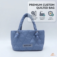 Sac fourre-tout matelassé OEM avec logo personnalisé, sac à main matelassé losanges, poignée à nœud ouvert, mini sac panier mignon pour filles, grande capacité