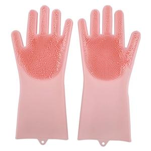 قفازات سيليكون مع غسل الغسيل قفازات من الجلد-اللاتكس الحرة تنظيف المطبخ Sc قفازات من الجلد غسل الاطباق - Product Image 4
