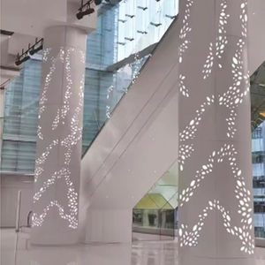 Copertura del pilastro di rivestimento in acciaio inossidabile traforato per centro commerciale con copertura di colonna metallica personalizzata curva decorativa - Product Image 4