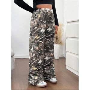 Pantalones Anchos de Camuflaje Personalizados para Niña, Pantalones Deportivos Holgados con Cordón en la Cintura y Bolsillos, Transpirables, 100% Poliéster, Tela de Rizo - Product Image 4