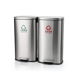 商業用ステンレス鋼ゴミ缶デュアルコンパートメント仕分けビン大容量防錆衛生廃棄物分離ホテル - Product Image 2