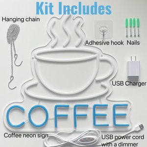 Applique murale LED multicolore vibrante pour cafés restaurants jaune blanc bleu enseigne néon décor accrocheur pour cafés boissons - Product Image 3