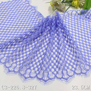 Oferta 2023: Tela de encaje Chantilly francés con pestañas, hueca, morada, estilo lencería suiza - Product Image 4