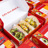 Boîte à tacos en papier biodégradable, écologique, recyclable et jetable avec logo personnalisé pour la restauration à emporter au Mexique