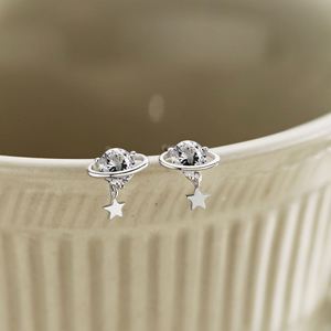 Dylam Tiny Minimalist Design 925 Sterling <b>Silver</b> Rhodium 18K Gold Plated Planet Star Dangle <b>Stud</b> <b>Earrings</b> for Girls Women - Product Image 3