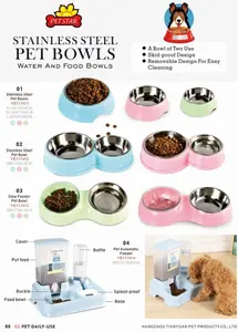 Custom Removable Double Feeder Stainless Steel Cat Dog Water Bowl Slow Pet Food Bowl