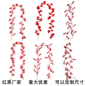 Guirlande décorative de baies rouges artificielles de Noël, plusieurs longueurs disponibles, pour la décoration de la maison pendant les fêtes - Product Image 4