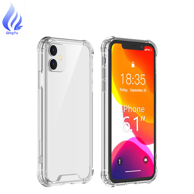 Ultra Thin HD Clear Anti-Scratch Shock Cover Hard PC Back + Soft TPU Frame Cases for iPhone 11 12 13 Pro Max(6.7 Inch) -Clear