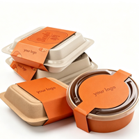 Boîtes rectangulaires en carton personnalisées, estampées à chaud, pour emballages alimentaires à emporter et étiquettes de scellage pour boîtes à manchon.