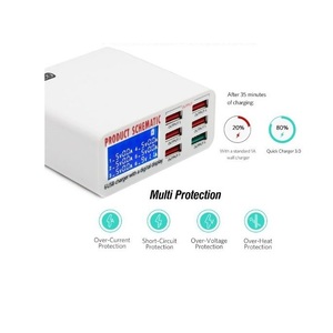 แท่นชาร์จเร็วแบบตั้งโต๊ะ USB 3.0 6 พอร์ต พร้อมหน้าจอดิจิตอลอเนกประสงค์ - Product Image 2