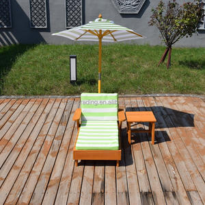 Sillón de madera para niños con sombrilla a juego, tumbona infantil para patio, silla individual y mesa auxiliar - Product Image 1