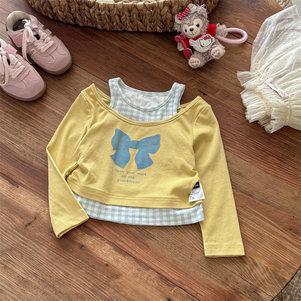 8346-Yellow Fake Two-Piece Set