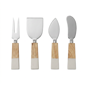 Eco Friendly 18/8 Stainless Steel <b>Cheese</b> <b>Knife</b> <b>Set</b> With Wood & Terrazzo Handle 4 Pcs <b>Cheese</b> Tools Butter Slicer Kitchen Tools - Product Image 1
