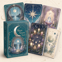 Cartes de Tarot Moon Seers Écologiques Personnalisées 78 Pages, Jeu d'Oracle avec Guide, Impression à Bords Dorés/Argentés, Emballage pour l'Énergie