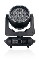 Projecteur à tête mobile 19x15W Dual-Aux 19x5050 4-en-1 + 114x5050 3-en-1 + 37x5050 LED RGB Pixel, boîtier métallique noir, fonctions Moving+Wash+Zoom