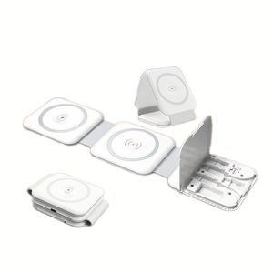 15w <b>Wireless</b> Charger Station Foldable Magnetic Phone Charger 3 in 1 Fast Phone Charger with Holder for Watch Earphone - Product Image 2