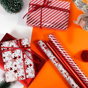 Papel de regalo de estrella de Navidad desechable de nuevo diseño 43x300cm embalaje metálico virgen de silicona recubierto en rollo - Product Image 6