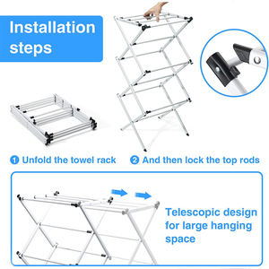 תליית בגדים מתלה נירוסטה בגדי בגדים מקורה מקלב - Product Image 6