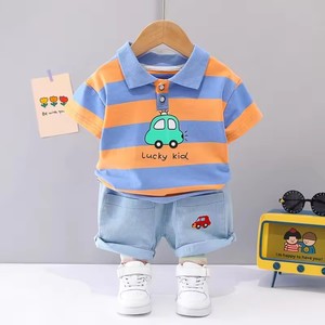 Conjunto Casual de Lujo para Niños al por Mayor, 100% Algodón de Secado Rápido, Conjunto de Pantalones Cortos de Verano Refrescantes, Estampado con Dibujos Animados - Product Image 5