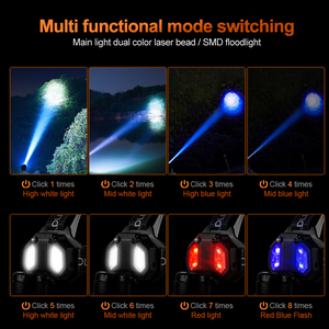 Helius Telescopic Zoom Đỏ trắng xanh Ba đèn dài Khoảng cách IR cảm biến chuyển đổi cho Cắm Trại Đi Bộ Đường Dài hoạt động ban đêm đèn pha - Product Image 3