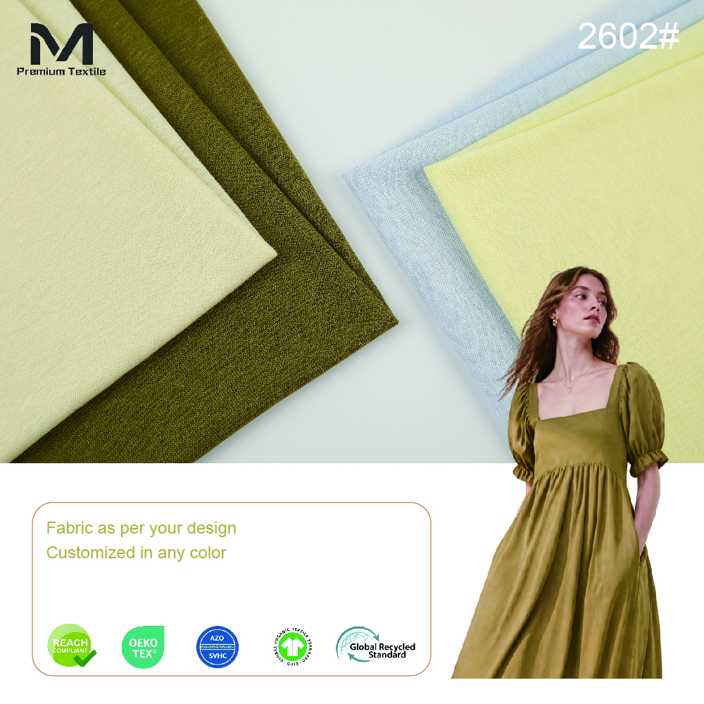 Loungewear-Grade New-Age Aesthetic Cool Touch Lyocell Linen Stretch Fabric Dermal Safe Sustainable Intimate Sleeping Wear 2602#