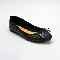 Chaussures plates de ballet tissées pour femmes, bout rond, avec petit nœud et décorations métalliques, à enfiler, pour le quotidien, le bureau ou les occasions habillées, vente en gros OEM ODM