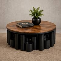 Table basse ronde moderne, table centrale contemporaine pour salon, mobilier minimaliste pour la maison, table d'appoint décorative pour salon