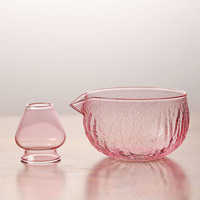 Ensemble de bol et support à matcha en verre texturé Chawan Matcha Bols à fouet pour thé vert Bol à thé transparent avec bec verseur