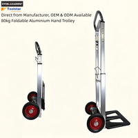 Chariot à main pliable portable 80 kg avec roues pleines de 6 pouces + plaque de marche de 10,5x14,5 pouces, cadre en aluminium pour le déplacement de pots de fleurs de pépinière, outils OEM