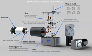 XYT 5840-3650 100KG Max Load 12V/<strong>24V</strong> Bldc <strong>DC</strong> Turbine Worm Speed Reducer for Home Appliance Brushless <strong>Motor</strong> 5840 Gearbox 3650 - Product Image 4