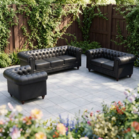 Ensemble de canapés Chesterfield européens inclinables capitonnés avec canapé trois places et deux fauteuils pour la vente en gros de meubles de salon