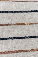 Tissu en lin mélangé brodé de paillettes rayées, doux, respirant, coloré, tissu tricoté à paillettes rayées pour vêtements et textiles de maison