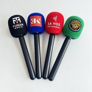 Filtro antipop con logo personalizado, cubierta de esponja para micrófono, protector contra el viento, tapa de espuma con logo para entrevistas, compatible con DJI/<span class=keywords><strong>MOMA</strong></span>/RODE Wireless GO II - Product Image 1