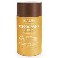 ELAIMEI bâton de déodorant naturel en bois de santal pour hommes, 80g, anti-transpirant réutilisable, sans aluminium, pour éclaircir la peau
