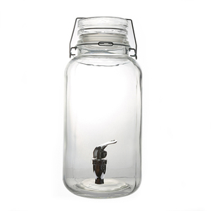 Distributeur de jus et de boissons en verre gravé transparent de haute qualité Tangson ST143, soufflé à la main, 16,3x22,2x34,4 cm - Product Image 1