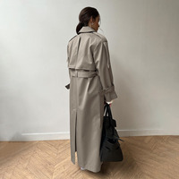 Manteau Trench en Coton Long Coupe-Vent 2025 Automne Ample pour Femme