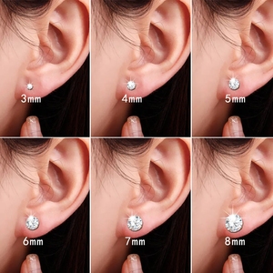 Cổ Điển Thép Không Gỉ Vàng Bạc Kim Cương Zircon Stud Bông Tai Vòng Pha Lê Tai Đinh tán Cho Phụ Nữ Cô Gái - Product Image 4