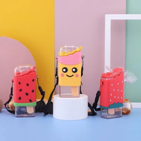Bouteille d'eau créative de dessin animé de crème glacée pour enfants bouteille d'eau portable résistante aux hautes températures et anti-chute avec paille