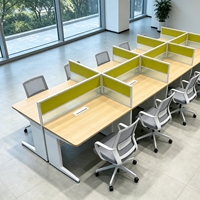 Meja Kerja Modular Modern untuk Empat Orang dengan Meja Logam dan Kaki Rangka Baja untuk Ruang Kerja Terbuka (Coworking)