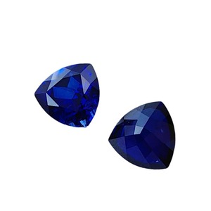 Cadermay Royal Blue Cultured Sapphire Fat Triangle Loose Stone For Jewelry Making 5x5mm To 12x12mm - Product Image 4