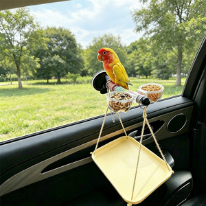 Soporte para Pájaros con Ventosa Multisuperficie para Vidrio de Coche y Azulejos, con Bandeja Recolectora de Desechos para Periquitos - Product Image 1