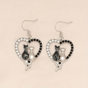 Orecchini Pendenti a Forma di Cuore con Zirconi Bicolore per Donne, Gioielli di Moda Carini - Product Image 5