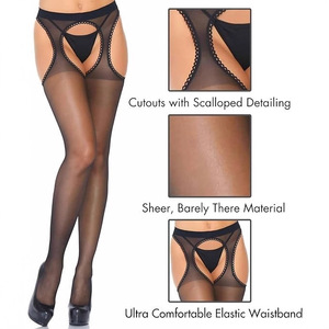 Collants sexy exotiques transparents à entrejambe <span class=keywords><strong>ouvert</strong></span> pour femmes adultes / Collants Lolita sexy avec <span class=keywords><strong>porte</strong></span>-jarretelles transparents S103 - Product Image 3