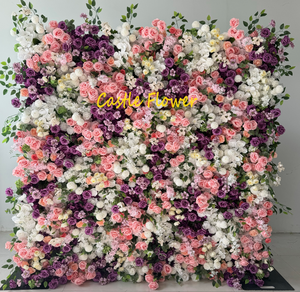 Y-F011 Wholesale Cloth 8ft X 8ft Roll up <strong>Flower</strong> <strong>Wall</strong> Backdrop Colorful Wild <strong>Flower</strong> <strong>Wall</strong> <strong>Panel</strong> for Wedding Event Decoration - Product Image 6