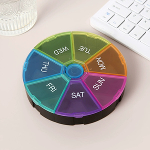 Pilulier de voyage rond coloré à prix d'usine en gros, distributeur de pilules portable 7 jours, mignon, en PP de qualité alimentaire, résistant aux enfants, pour le rangement - Product Image 4