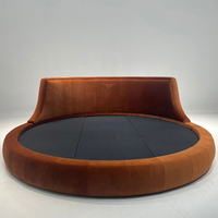 Lit rond en cuir de taille king size, pas cher, avec matelas