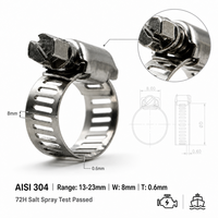 Collier de serrage réglable à vis sans fin de type américain en acier inoxydable 304, largeur 8 mm, épaisseur 0,6 mm, pour système d'irrigation agricole